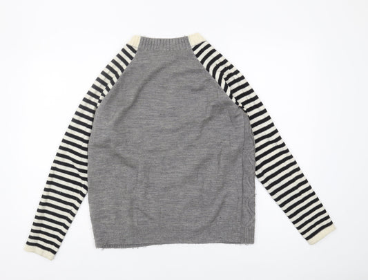 Karen Millen Women's Grey Cable-Knit Pullover Jumper Size 8