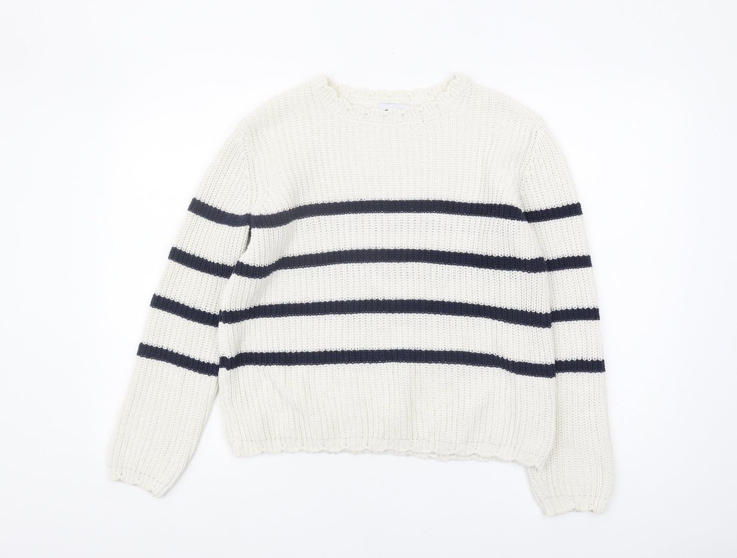 Only Women's XS Striped Pullover Jumper White