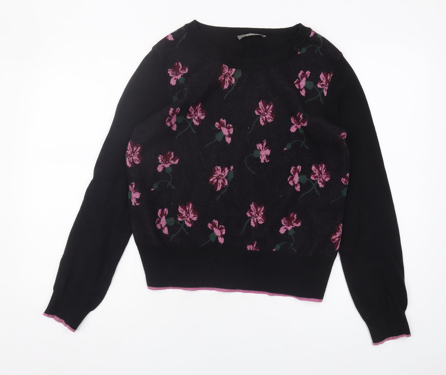 Oasis Women's Black Floral Jumper Pullover M