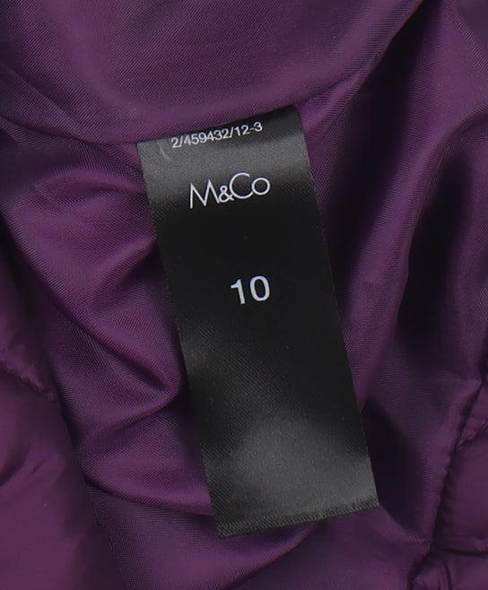 M&Co Women's Purple Quilted Waistcoat Size 10