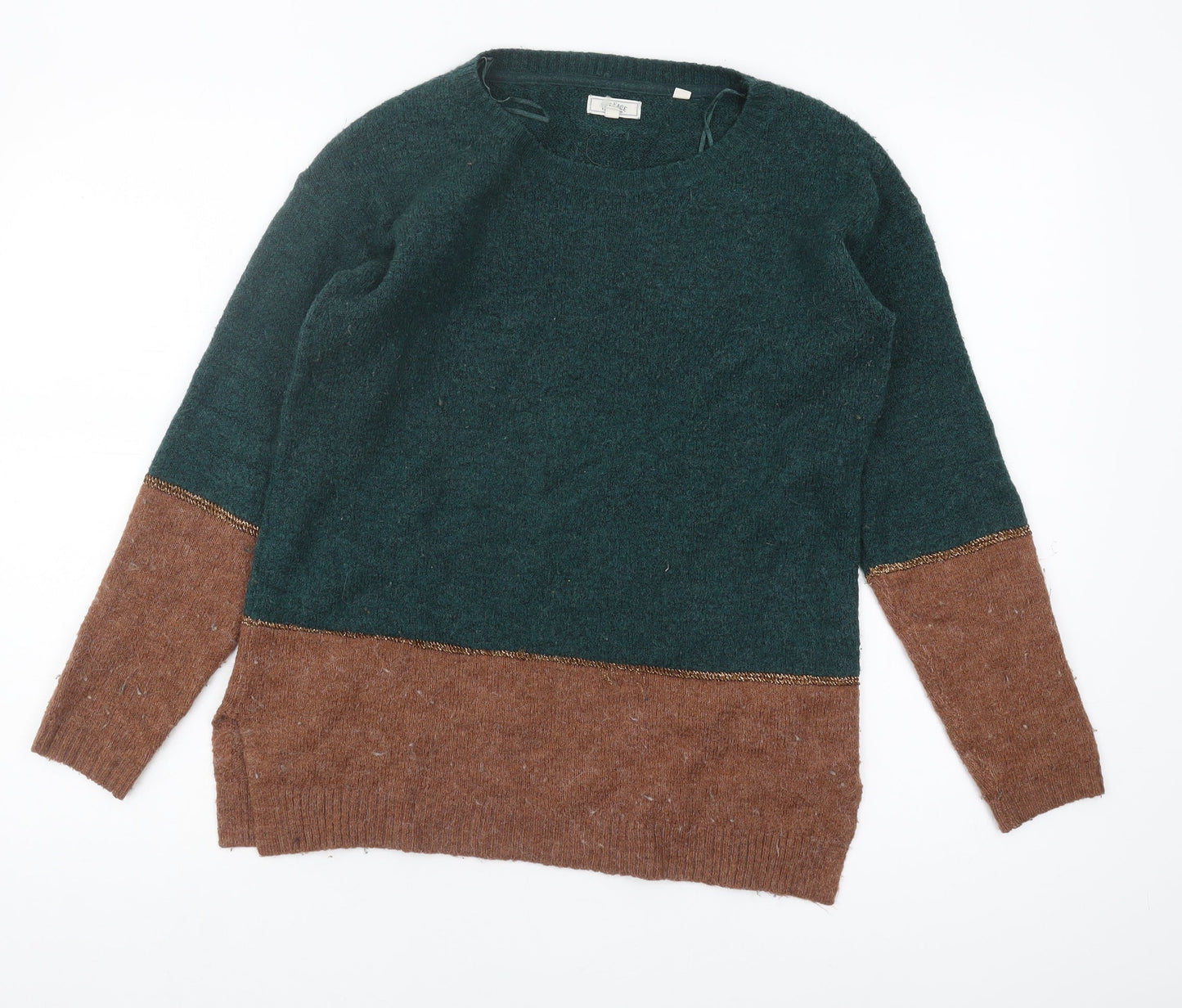 Fat Face Women's Green Brown Pullover Jumper Size 8