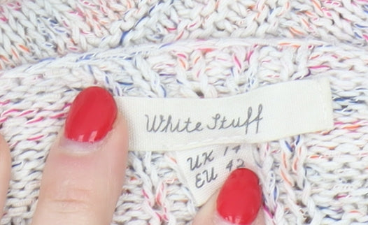 White Stuff Multicoloured V-Neck Pullover Jumper UK 14
