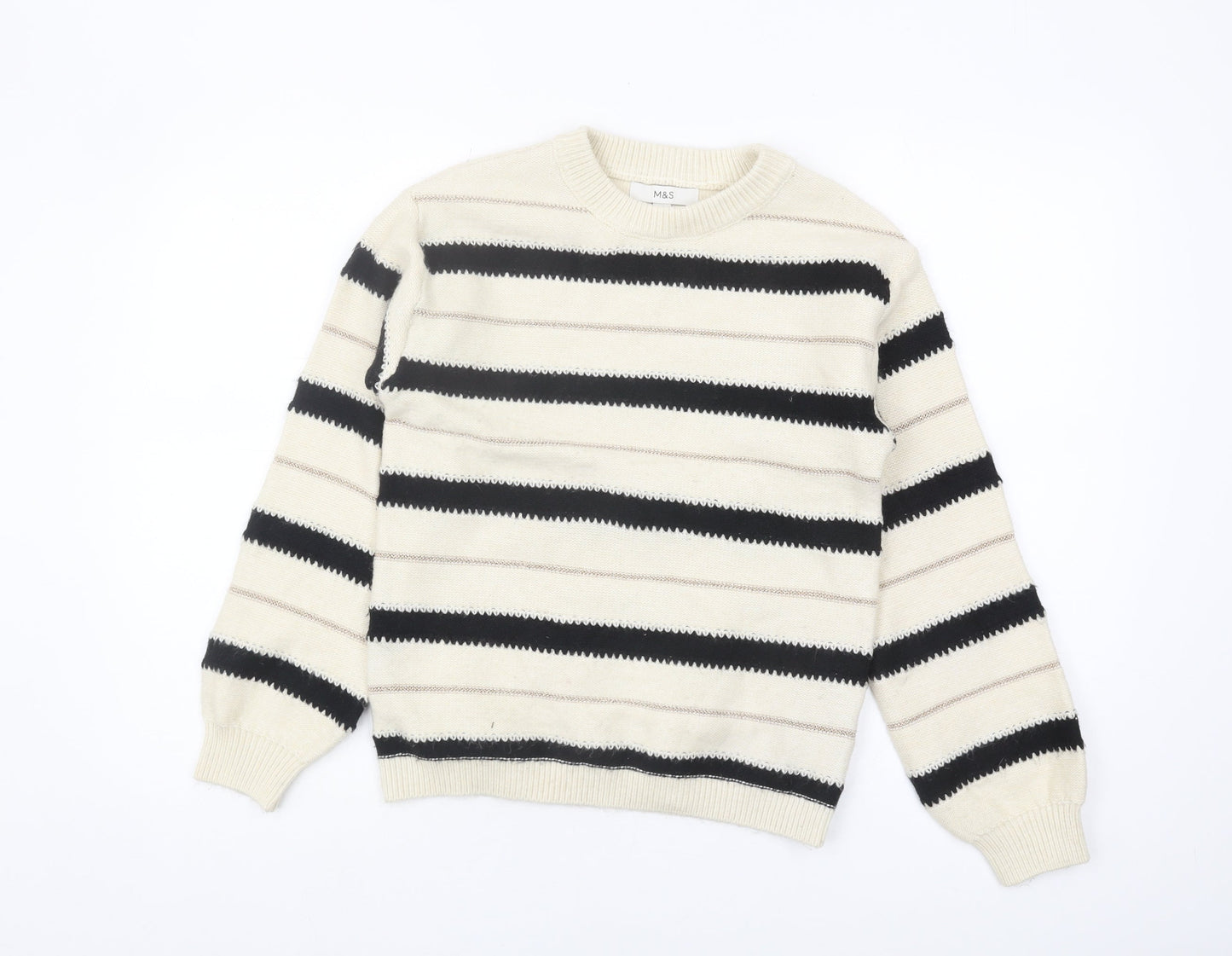 Marks and Spencer Women's XS Black Striped Pullover