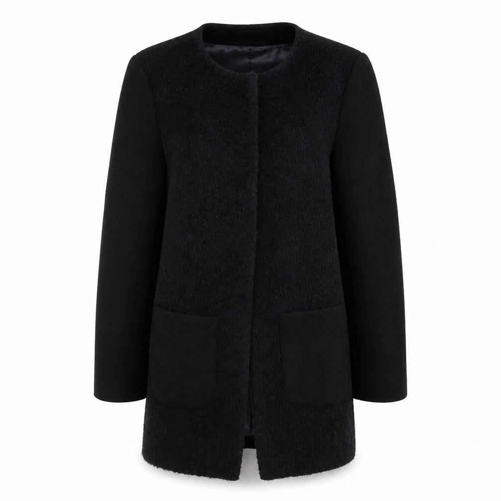 Maison Cinqucent Women's Black Wool Coat Size 14