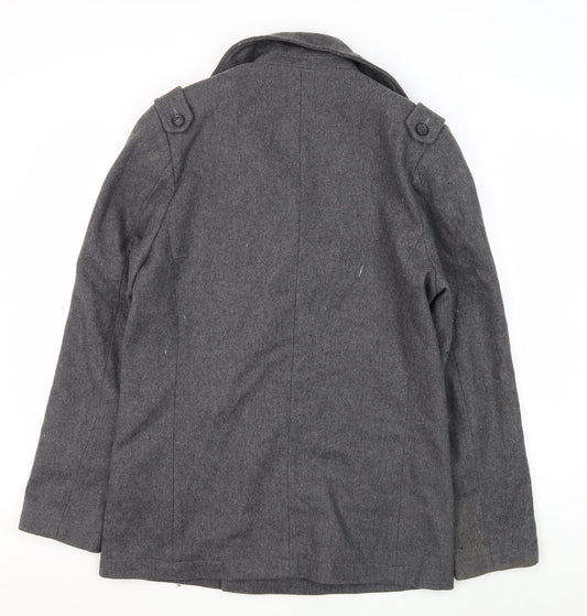 Topman Men’s Grey Wool Pea Coat S