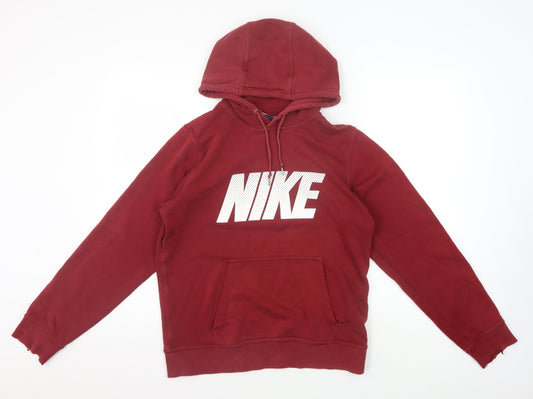 Nike Men's Red Pullover Hoodie S - Logo Graphic Fleece