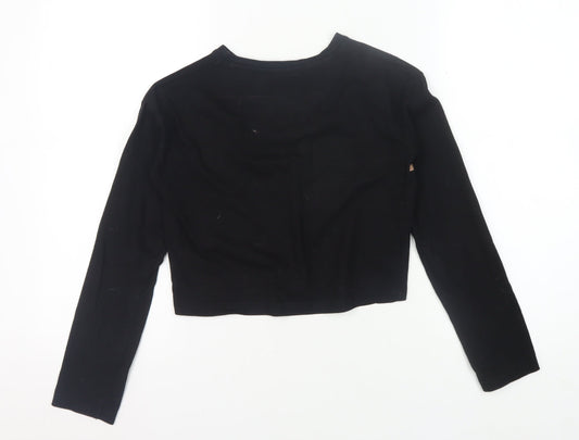Firetrap Girls Black Cropped T-Shirt 9-10 Yrs Studded Graphic