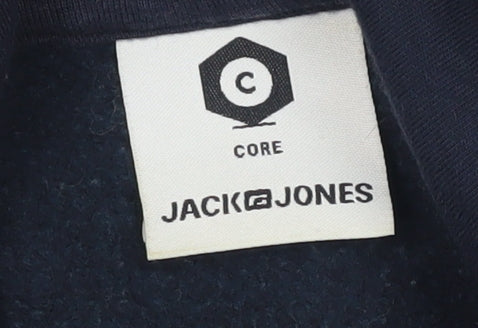 Jack & Jones Men's Blue Graphic Pullover Hoodie M