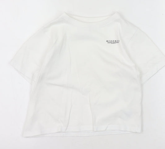 McKenzie Boys White 7-8 T-Shirt Short Sleeve Crew Neck
