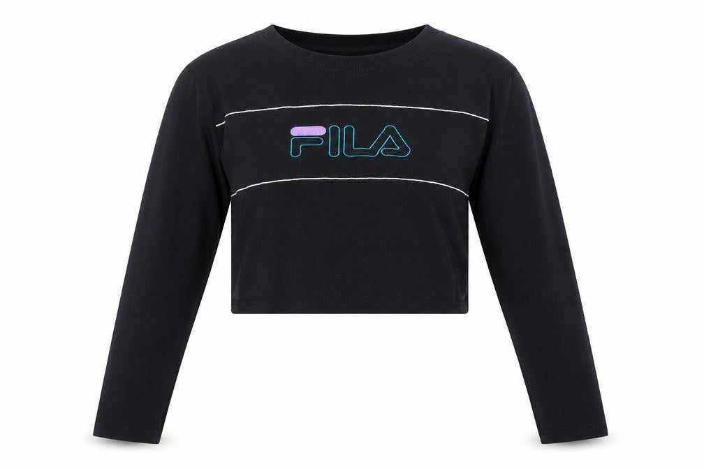 Womens UK Size L FILA Black 100% Cotton T-Shirt