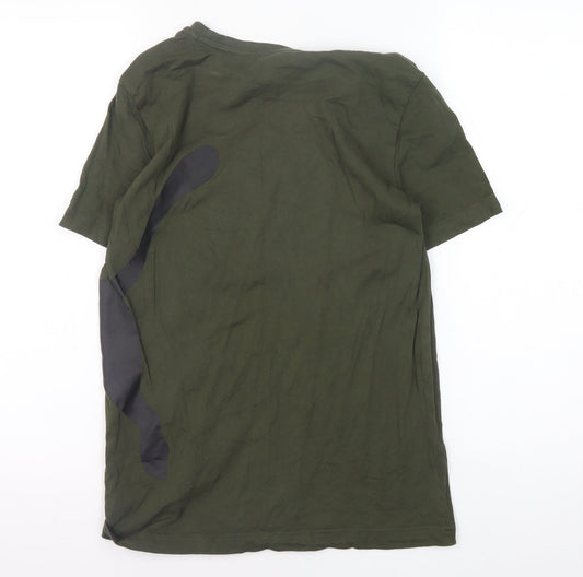 Puma Boys Green T-Shirt, Crew Neck, Logo, Size 11-12 Years