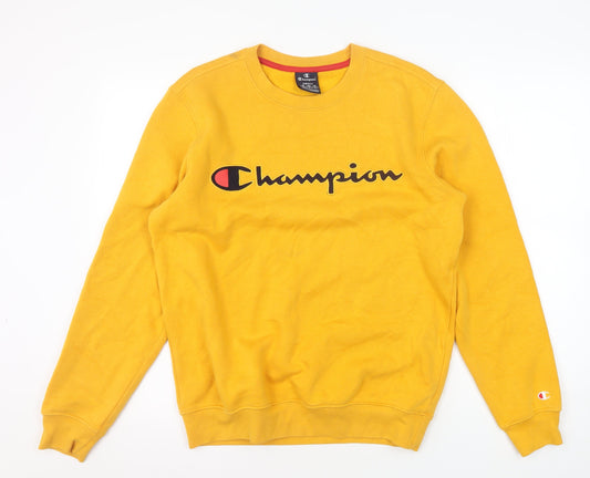 Champion Men's Yellow Logo Pullover Sweatshirt S