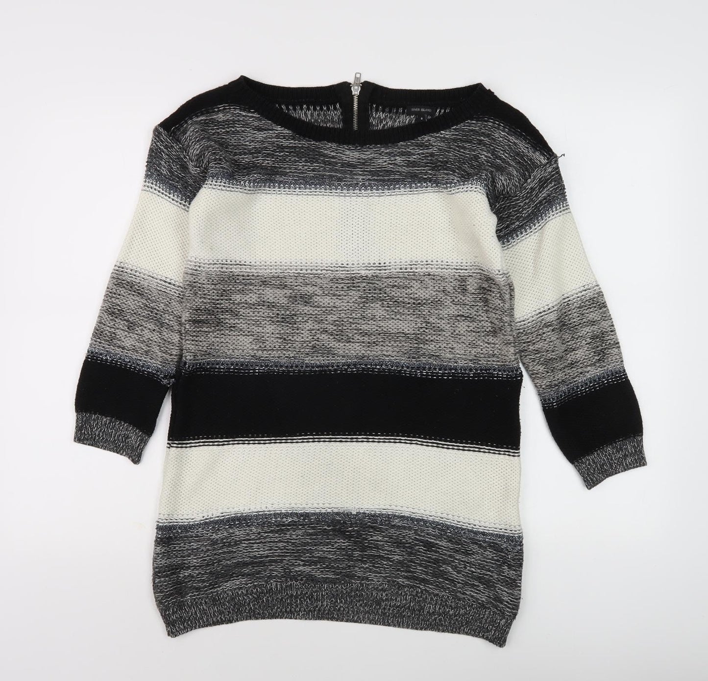 River Island Women's Black Striped Knit Jumper Size 8