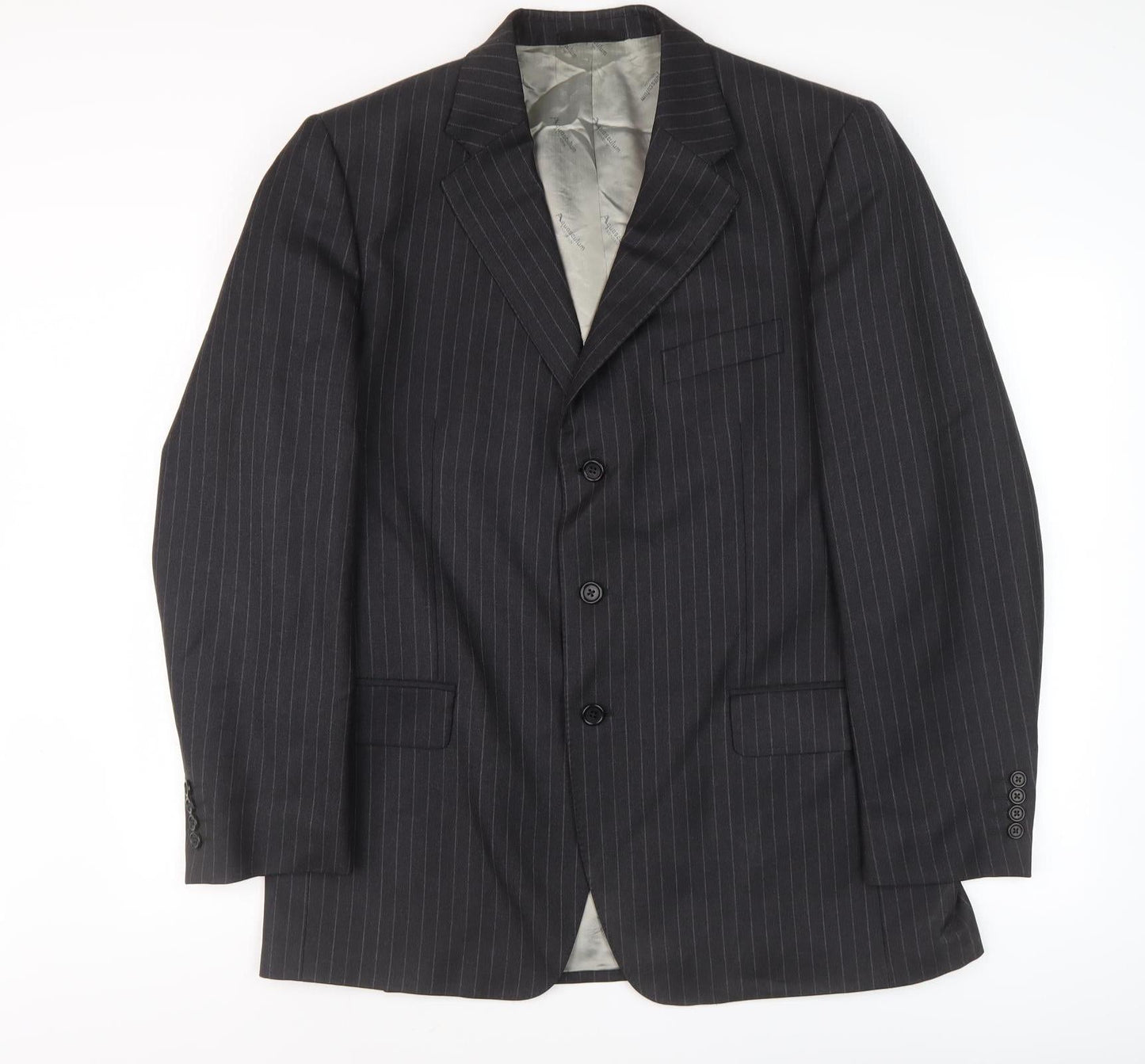 Aquascutum Men's Black Striped Blazer - Size 44R Formal