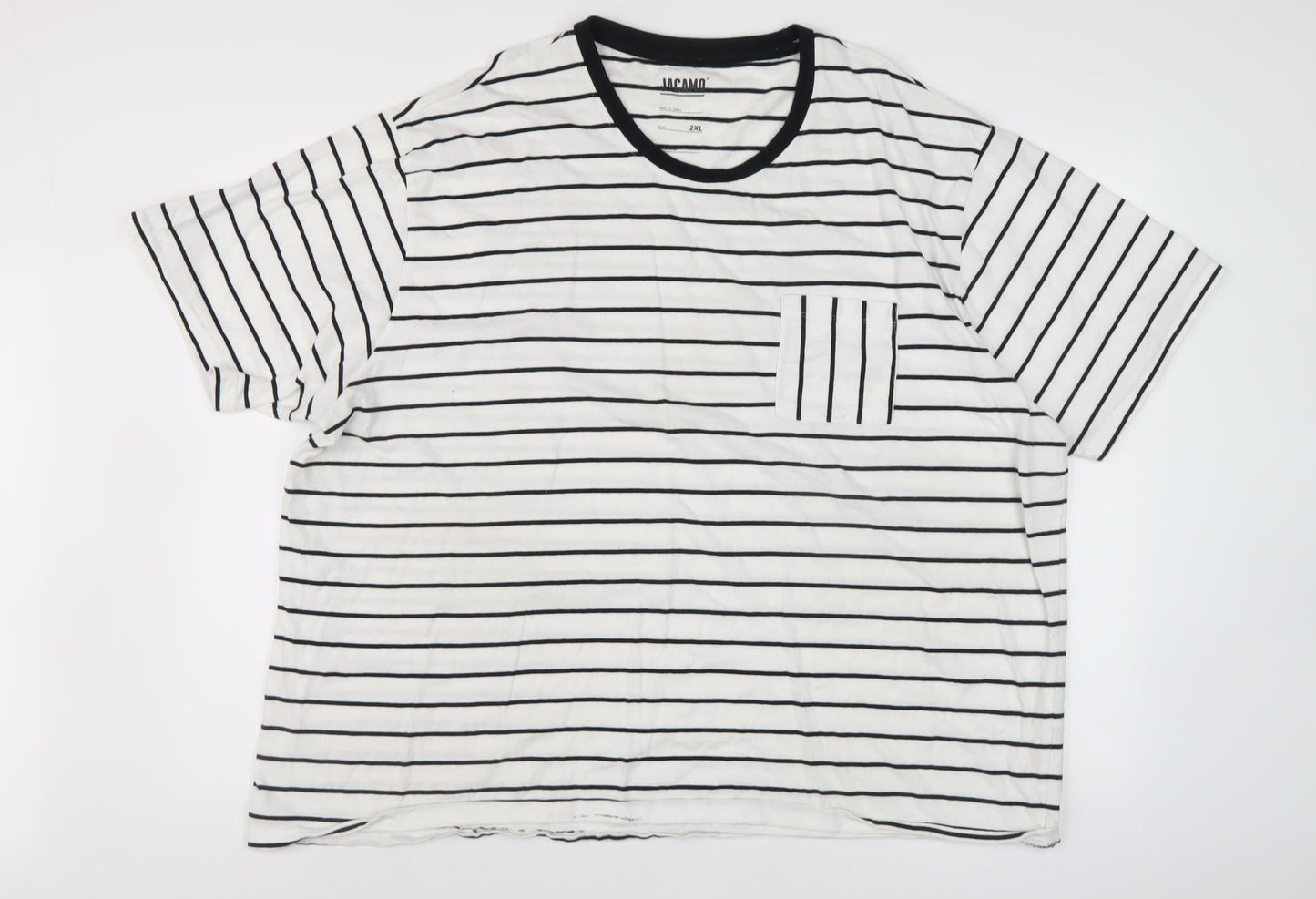 Jacamo Men's White Striped 2XL Cotton T-Shirt