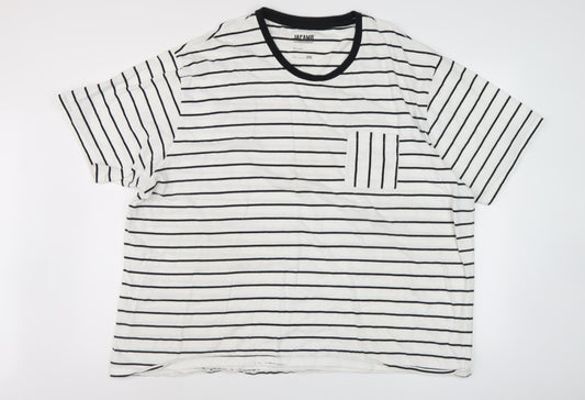 Jacamo Men's White Striped 2XL Cotton T-Shirt