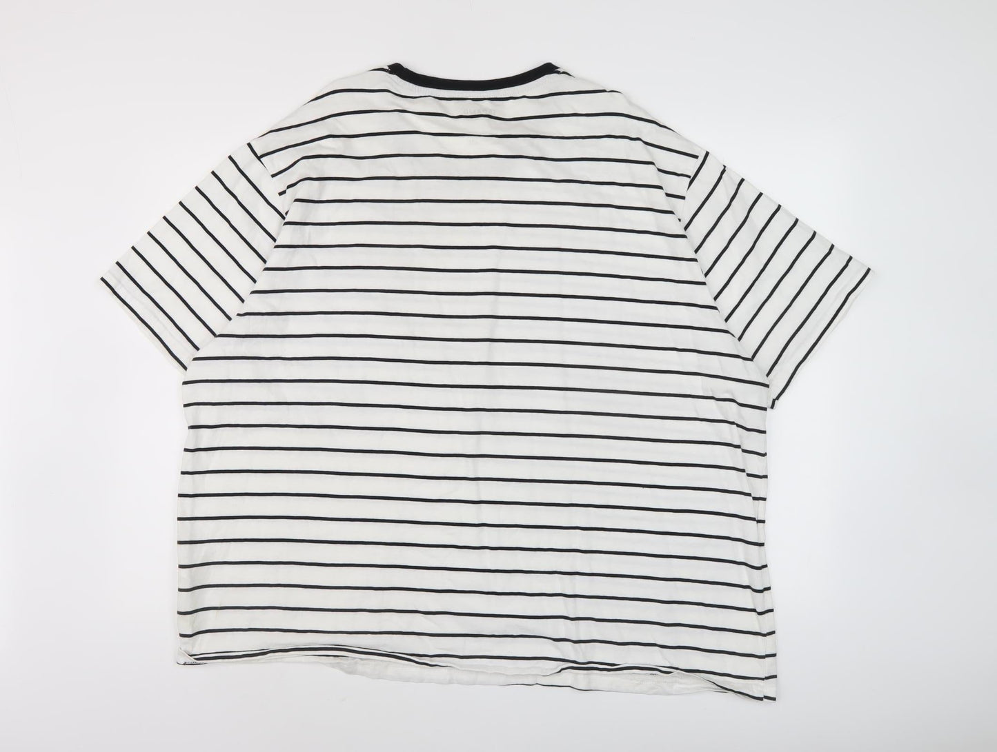 Jacamo Men's White Striped 2XL Cotton T-Shirt
