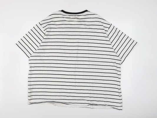 Jacamo Men's White Striped 2XL Cotton T-Shirt