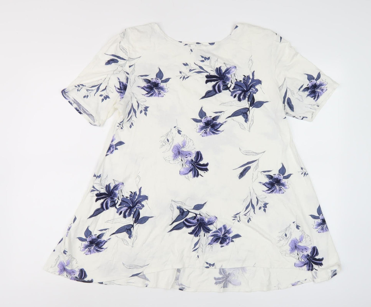 Lakeland Women's Ivory Floral Tunic Blouse Size 14