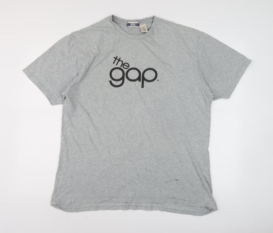 GAP Men's Grey T-Shirt XLT Crew Neck Logo