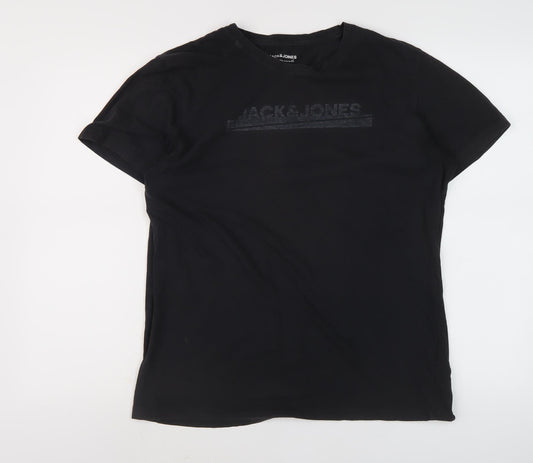 Jack & Jones Men's Black Cotton T-Shirt L