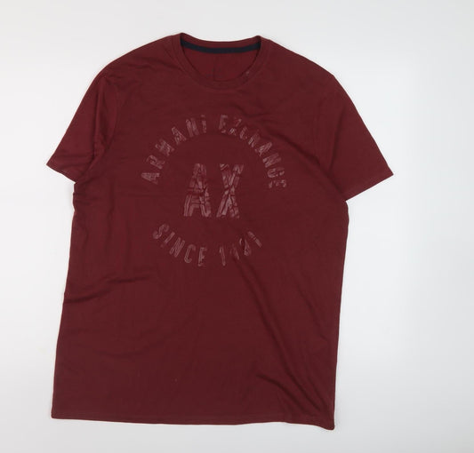 Armani Exchange Men's Red Logo T-Shirt - Size L