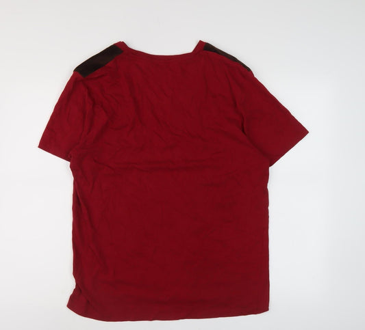 Brave Soul Men's Red Cotton T-Shirt, Size L
