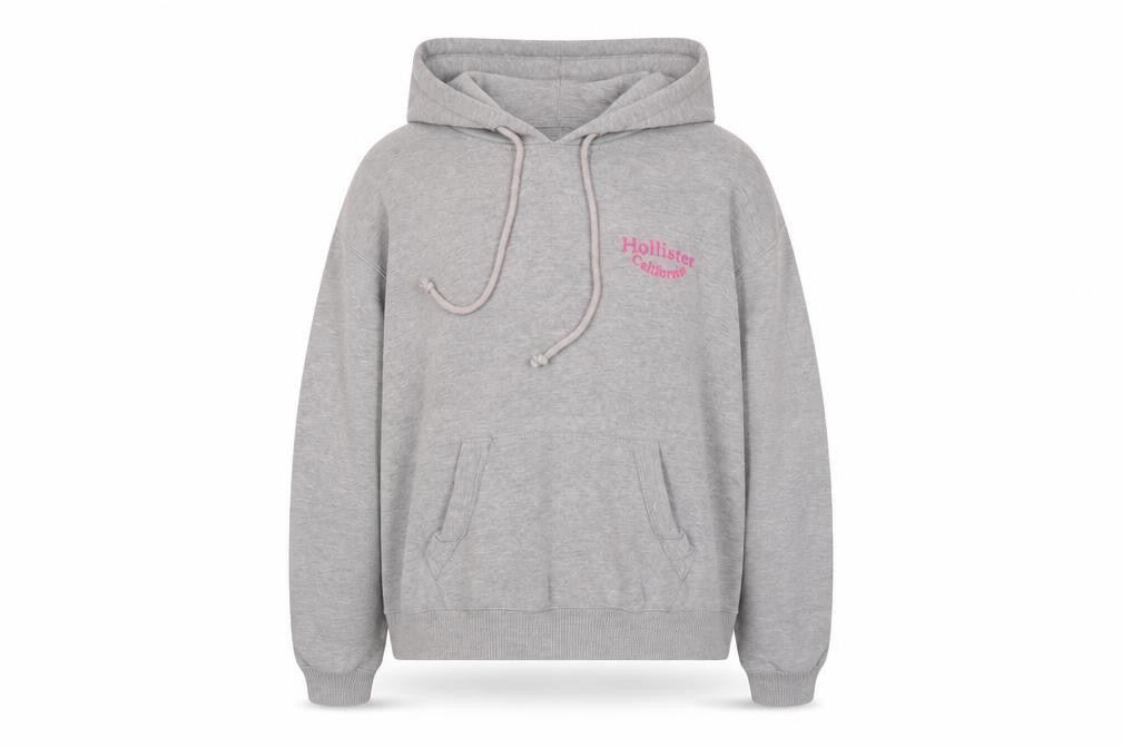 Womens UK XS Relaxed Hollister Grey Pullover Hoodie