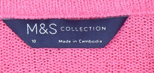 Marks and Spencer Women's Pink Polo Shirt - Size 10