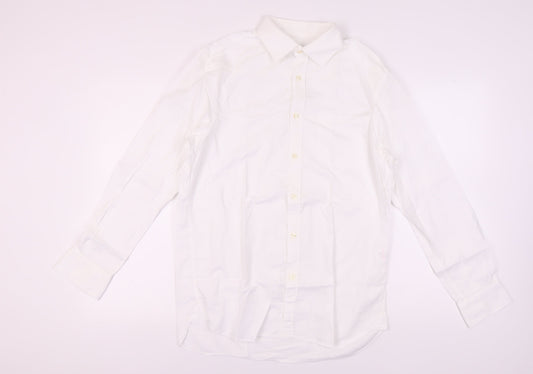 Howick Men's White Cotton Dress Shirt 15.5 Regular Fit