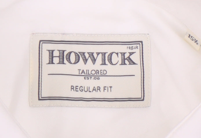 Howick Men's White Cotton Dress Shirt 15.5 Regular Fit