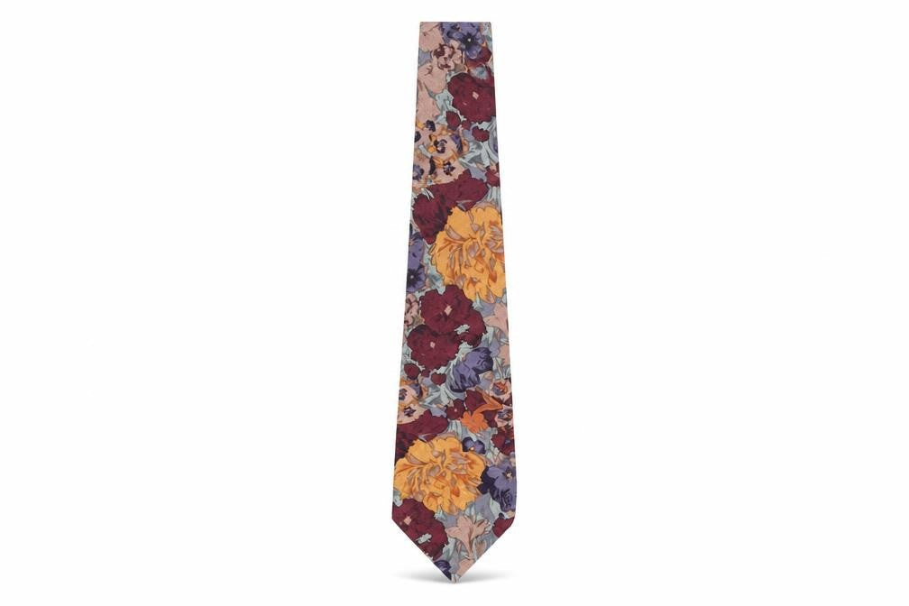 New World Men's Multicoloured Floral Silk Tie