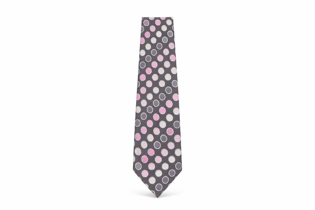 Thomas Nash Men's Grey Polka Dot Silk Tie