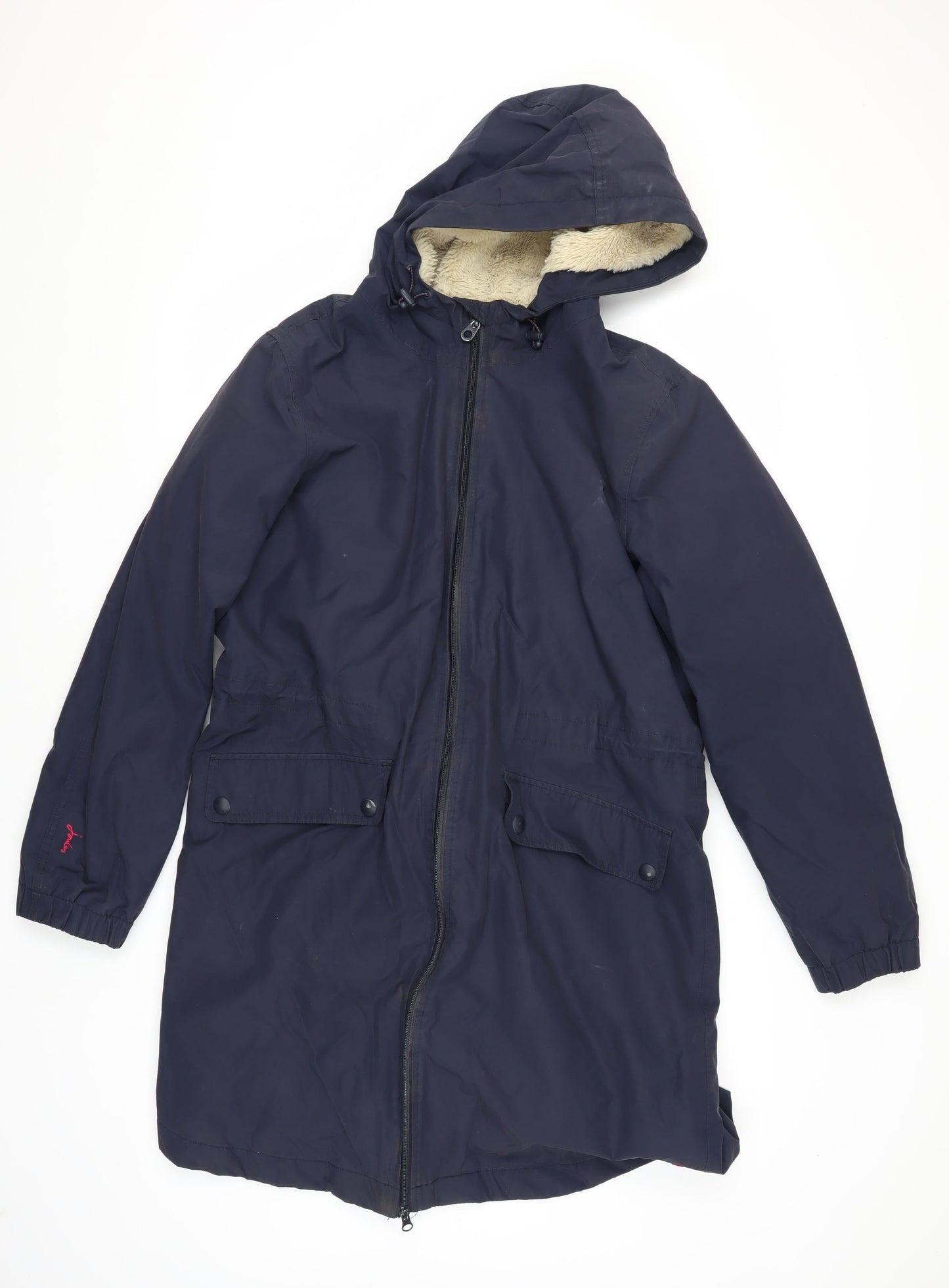 Joules Women's Blue Parka Coat Size 14 Waterproof