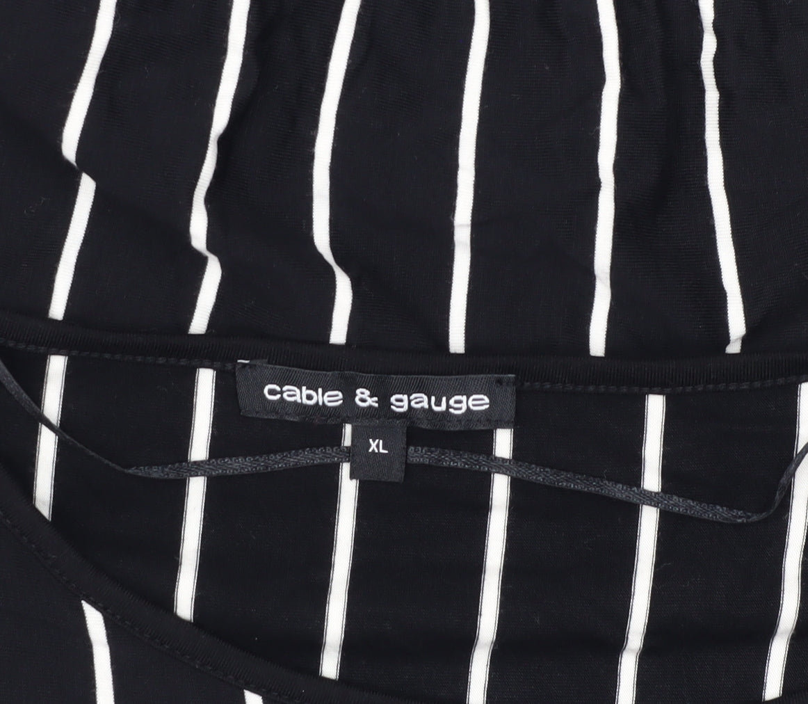 Cable & Gauge Women's Black Striped Blouse XL