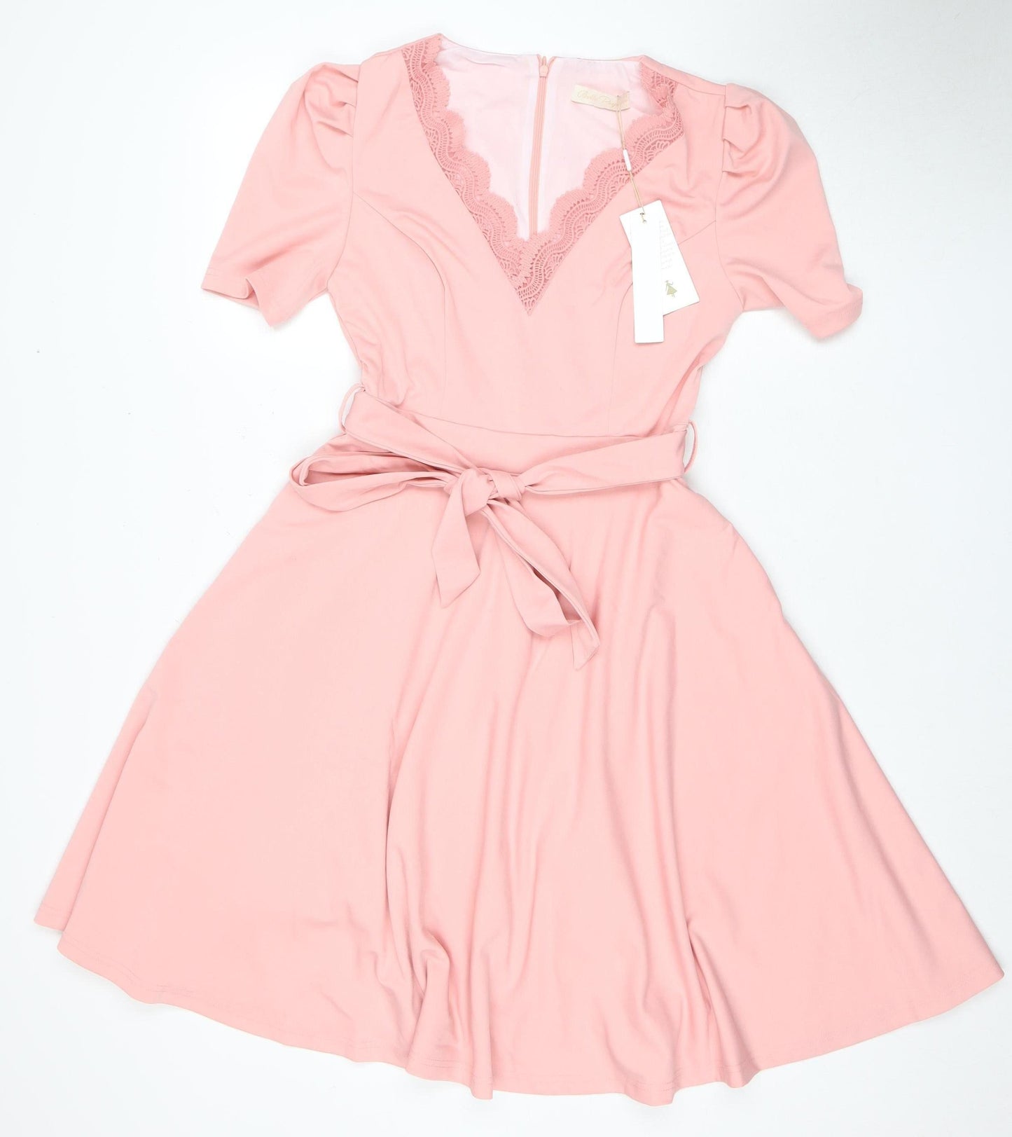Belle Poque Women’s Pink Short Sleeve Dress S