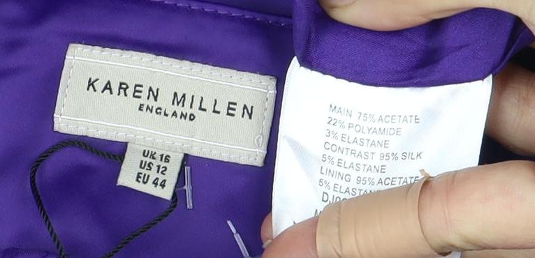 Karen Millen Women's Purple Silk Dress UK 12