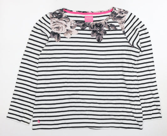 Joules Women's Striped Floral Cotton T-Shirt, Size 12