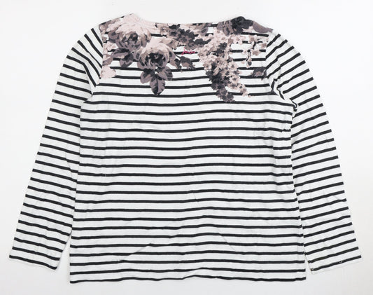 Joules Women's Striped Floral Cotton T-Shirt, Size 12