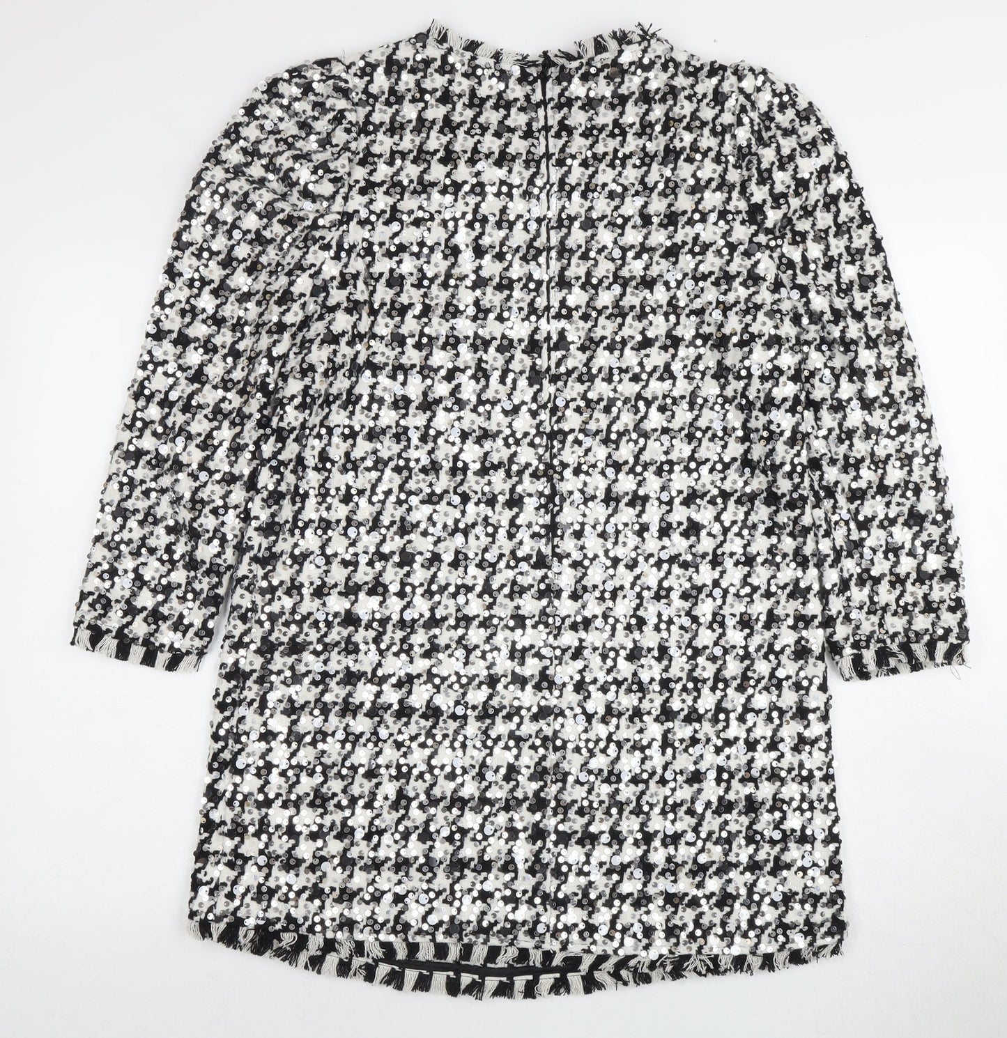 Zara Women’s Black & White Sequin Shift Dress Size 12