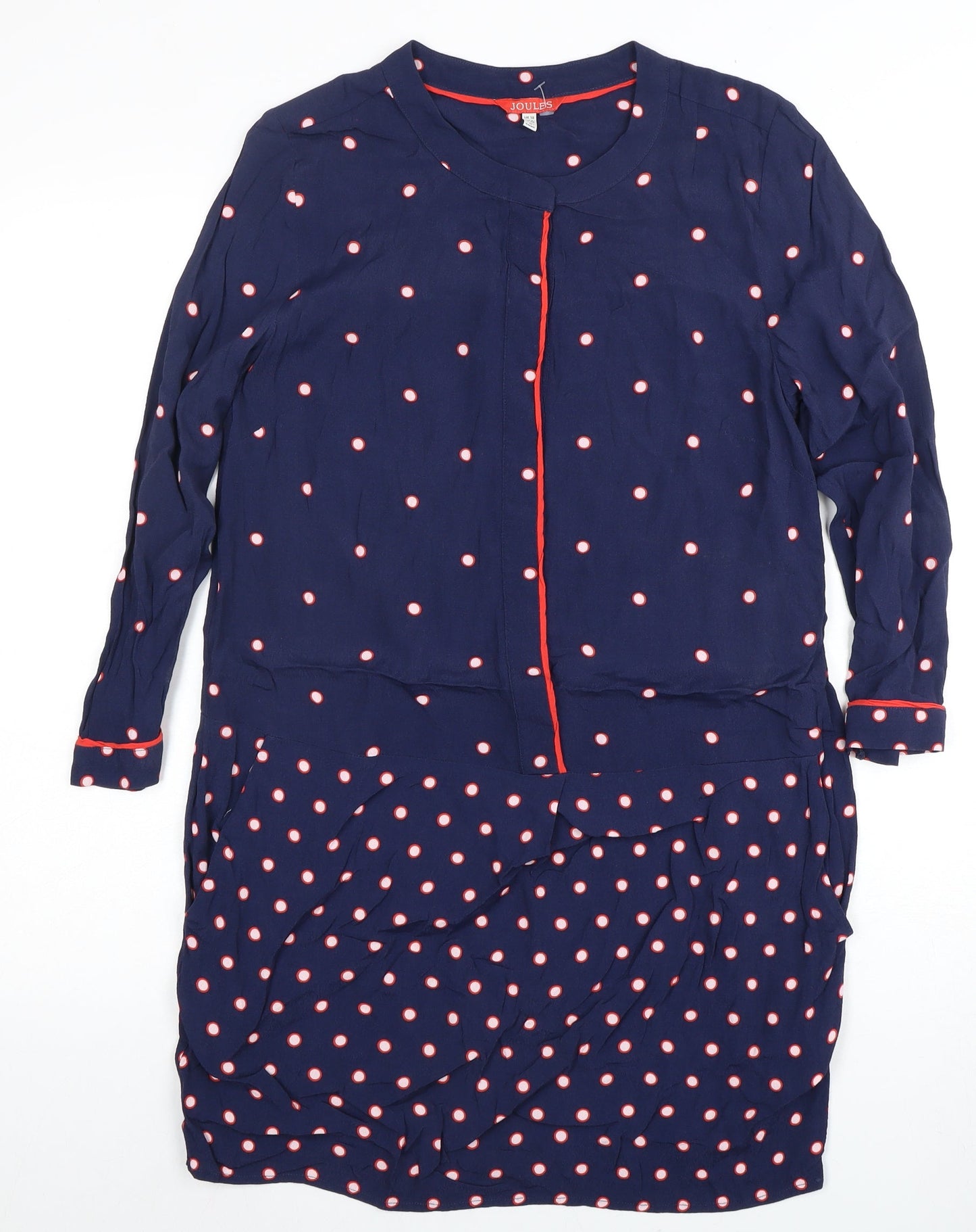 Joules Women's Blue Polka Dot Dress, Size 10, Long Sleeve