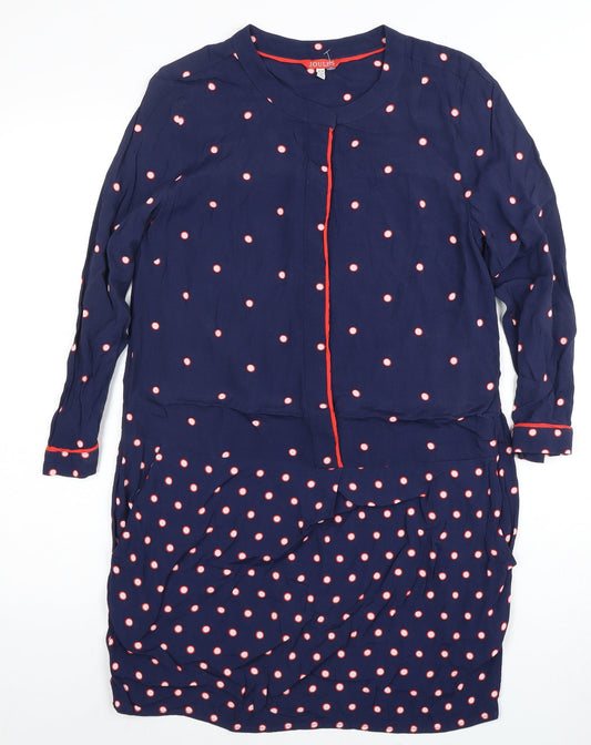 Joules Women's Blue Polka Dot Dress, Size 10, Long Sleeve