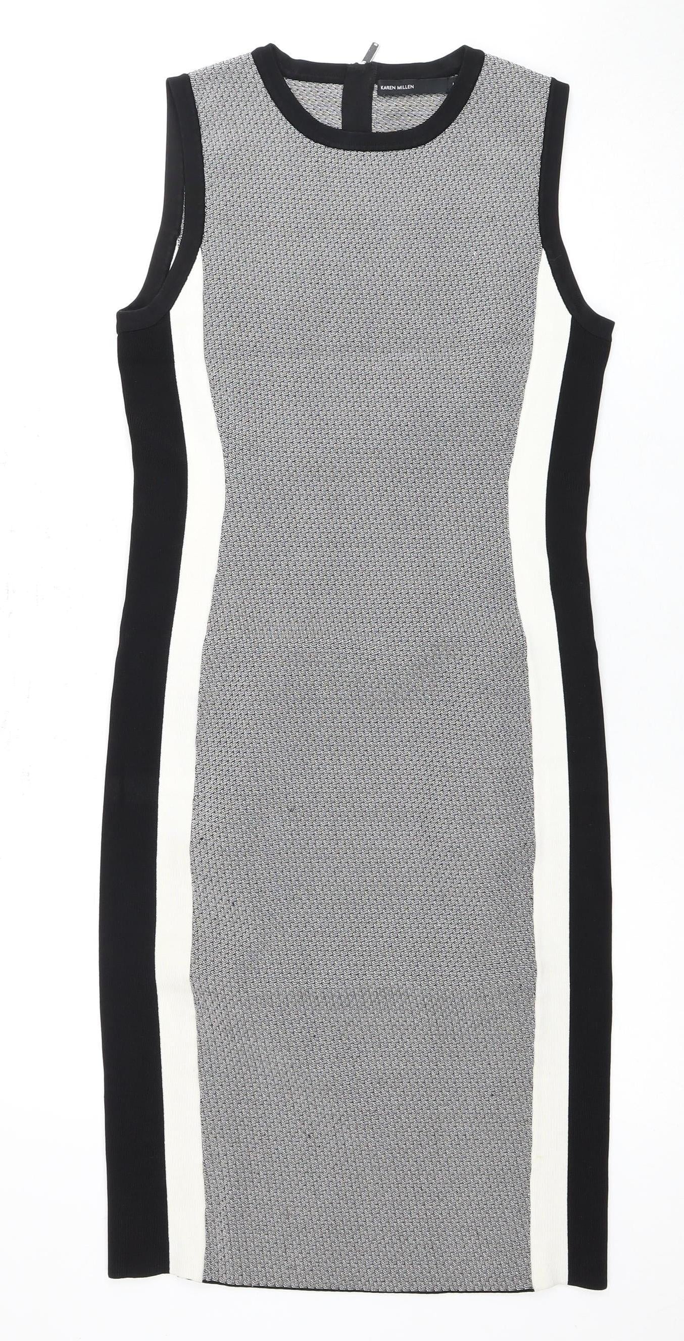 Karen Millen Women's Black/White Bodycon Dress, Size M