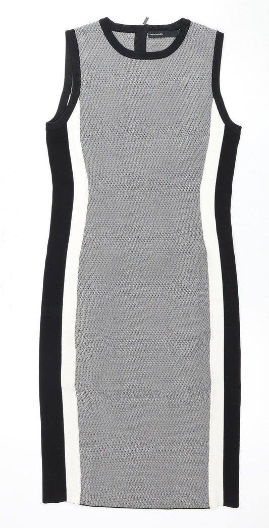 Karen Millen Women's Black/White Bodycon Dress, Size M