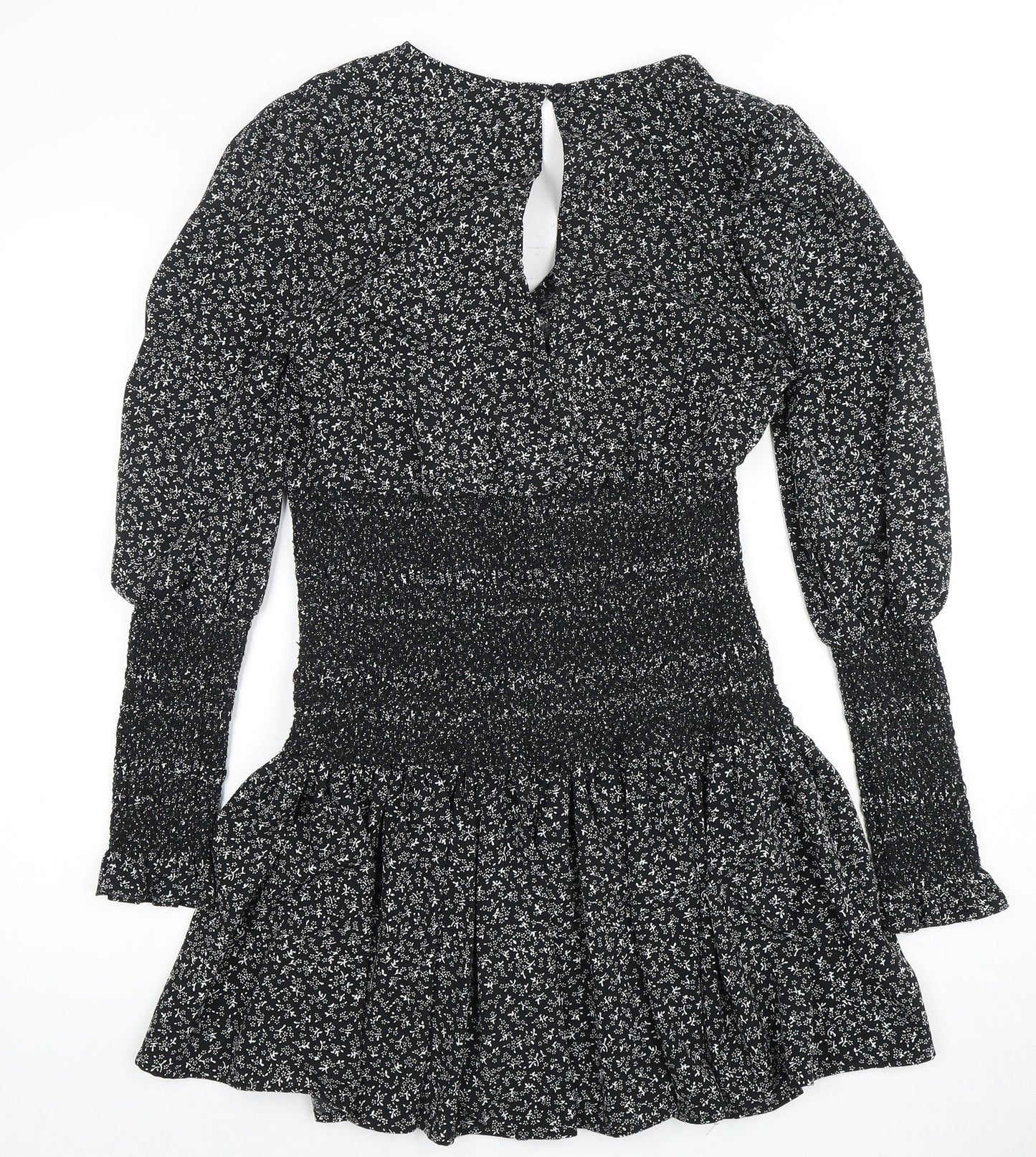 Topshop Women's Black Floral Long Sleeve Dress Size 10
