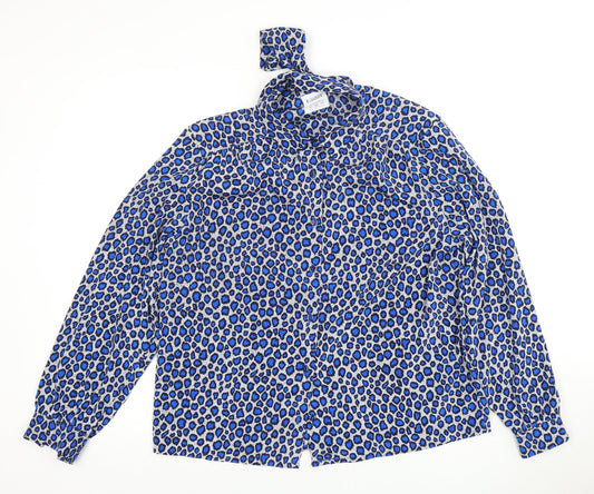 Eastex Women's Blue Animal Print Blouse UK 14