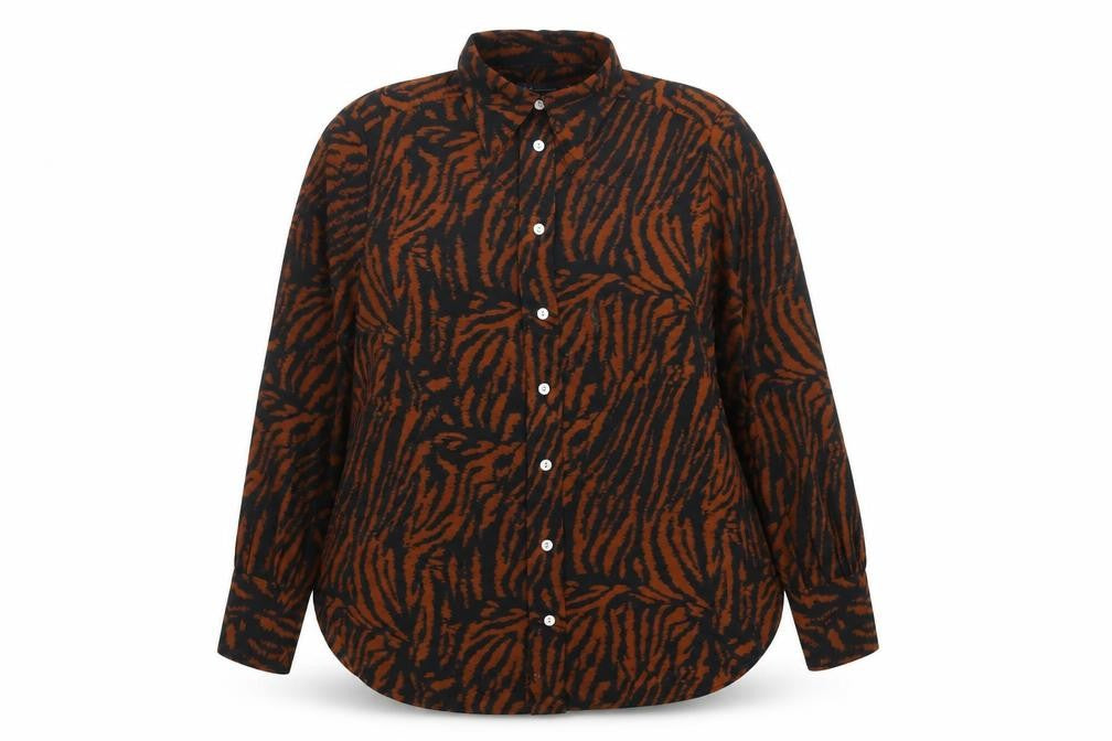 Marks and Spencer Women's Brown Animal Print Button-Up Shirt