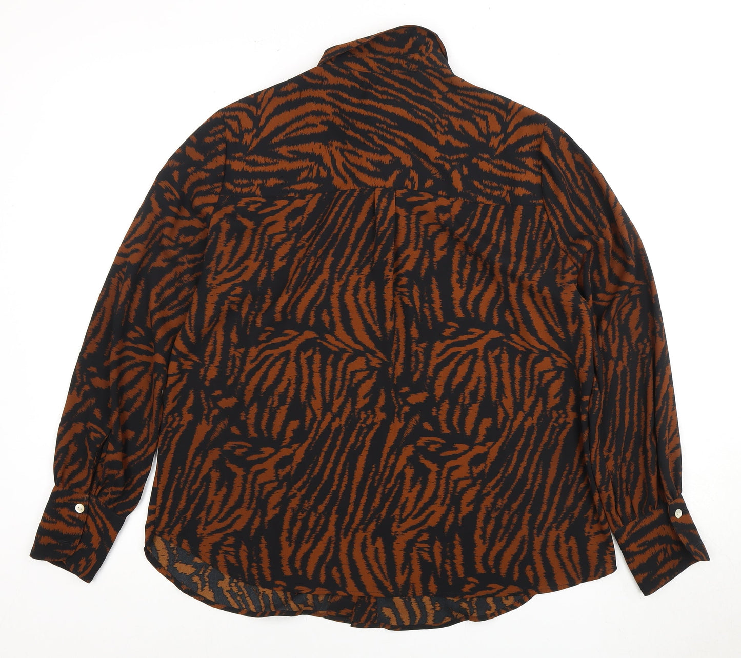 Marks and Spencer Women's Brown Animal Print Button-Up Shirt