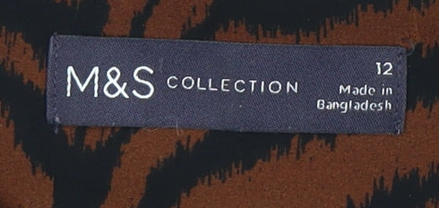 Marks and Spencer Women's Brown Animal Print Button-Up Shirt