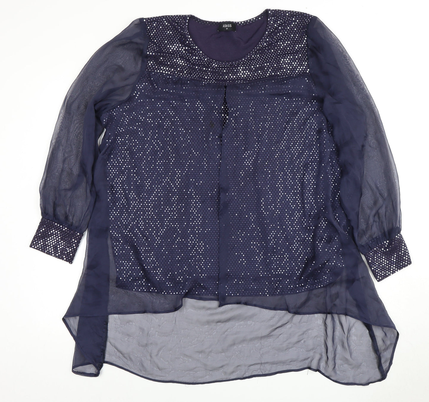 Kaliko Women's Blue Sequin Blouse, Size 16